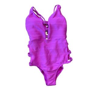 Jessica Simpson Plunge Pink Swimsuit